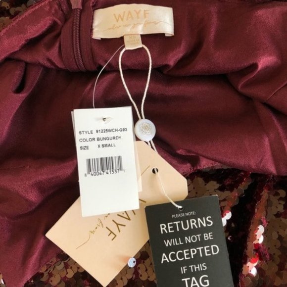 NWT WAYF Sequin Evening Gown Maroon Sparkle - Picture 10 of 10